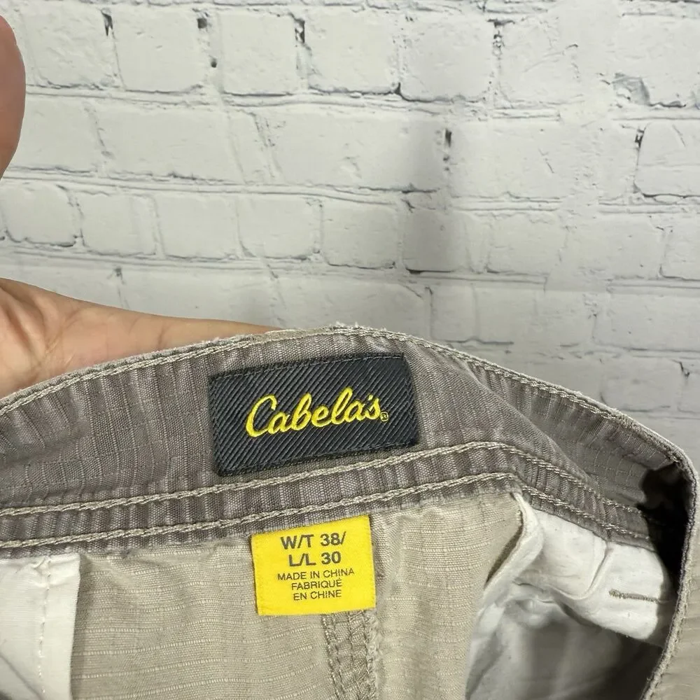 Cabelas Cargo Pants Men 36X32 Beige Hiking Outdoor Work Wear Farm Utility Casual